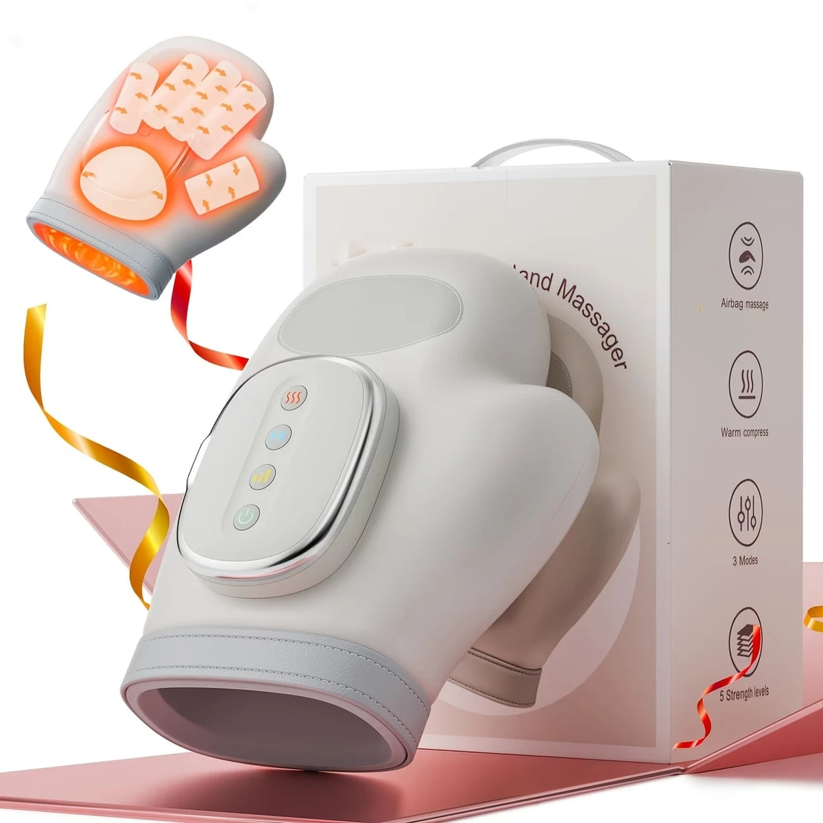 Cordless Electric Hand And Wrist Massager With Heat And Compression