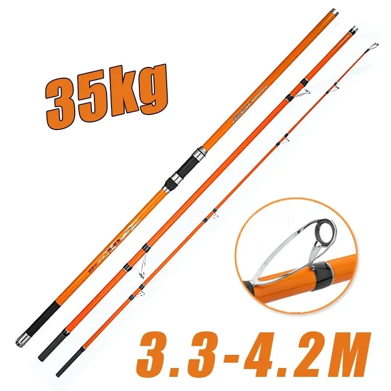 Three Piece Carbon Fiber Surf Carp Spinning Fishing Rod