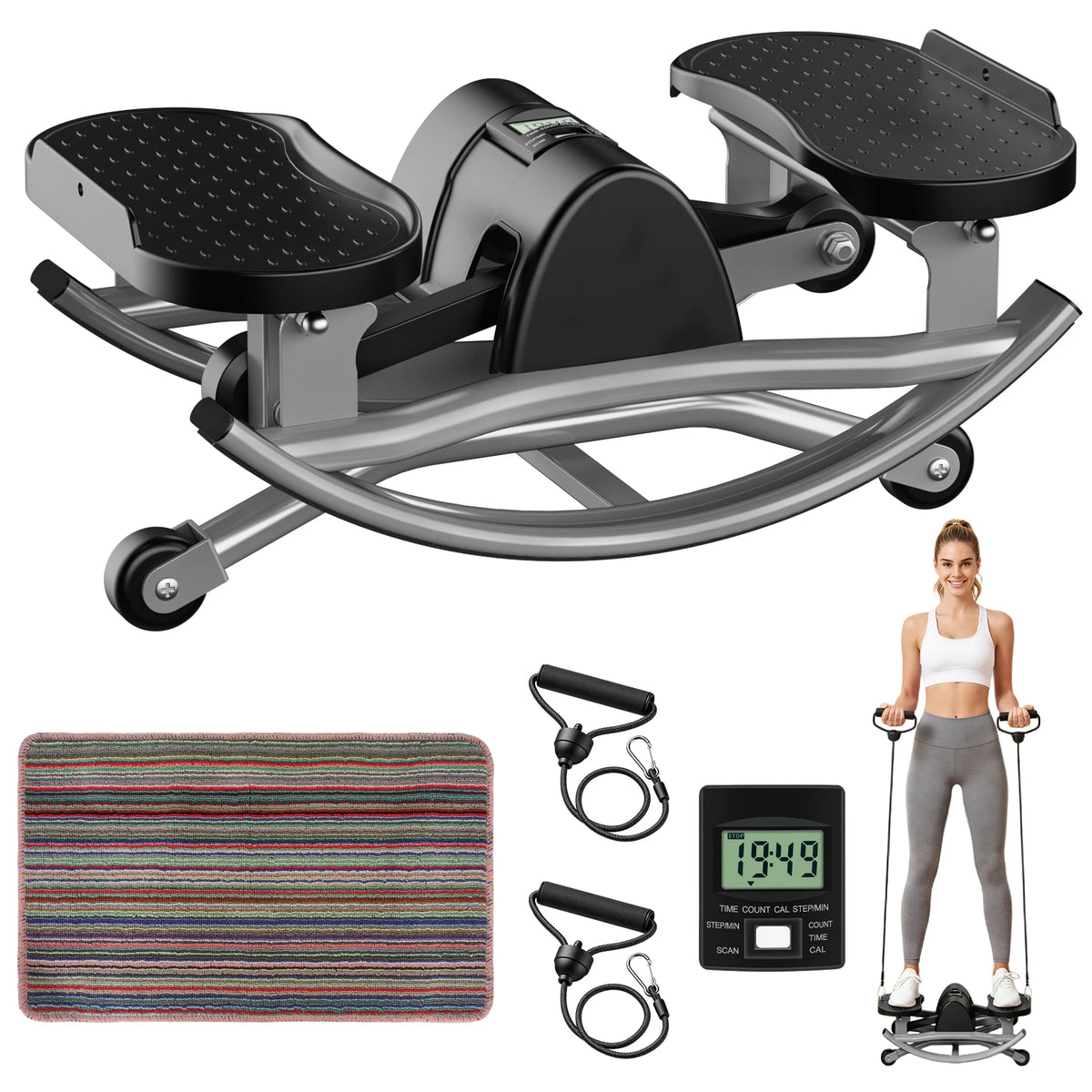 Digital Display Twist Stepper Machine With Resistance Bands