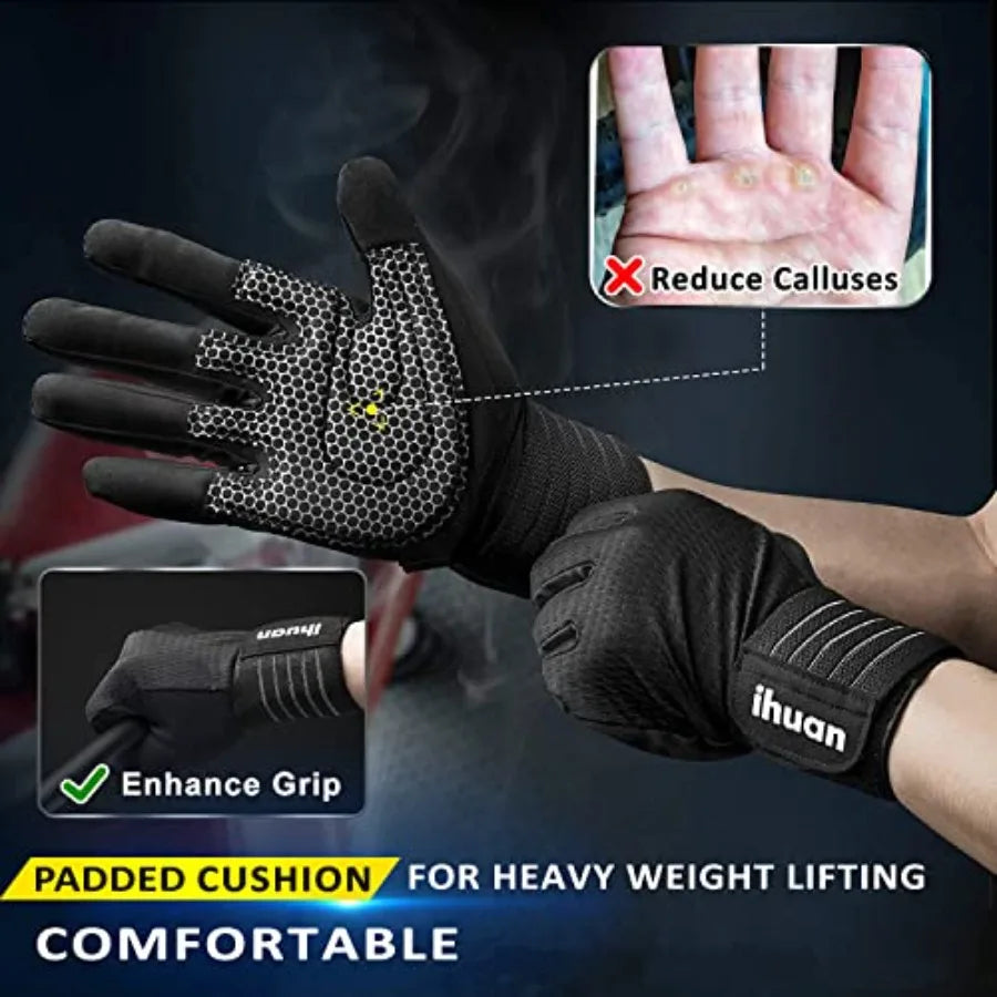 Durable Full Finger Weight Lifting Workout Gloves For Men
