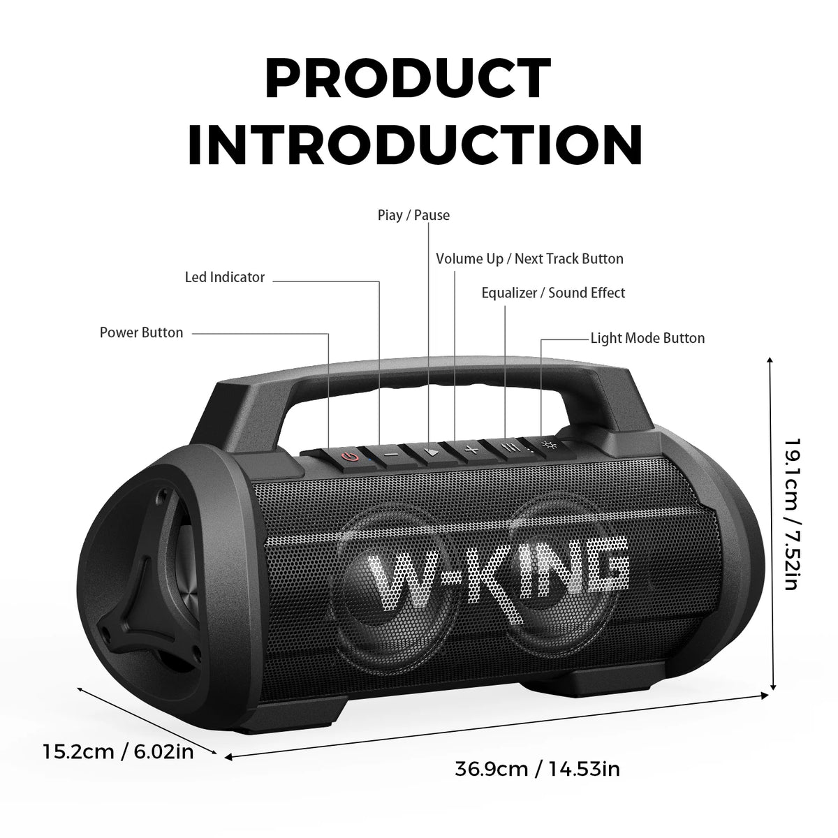 W-King D10MIC 70W RMS Bluetooth Portable Speaker