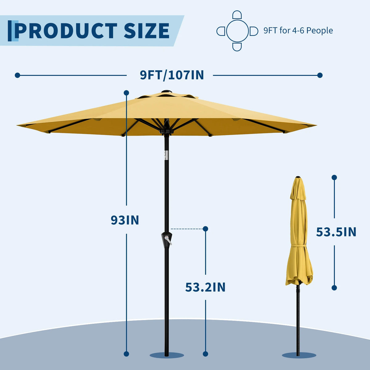 HiMISS Waterproof Market Umbrella With UV Protection And Tilt