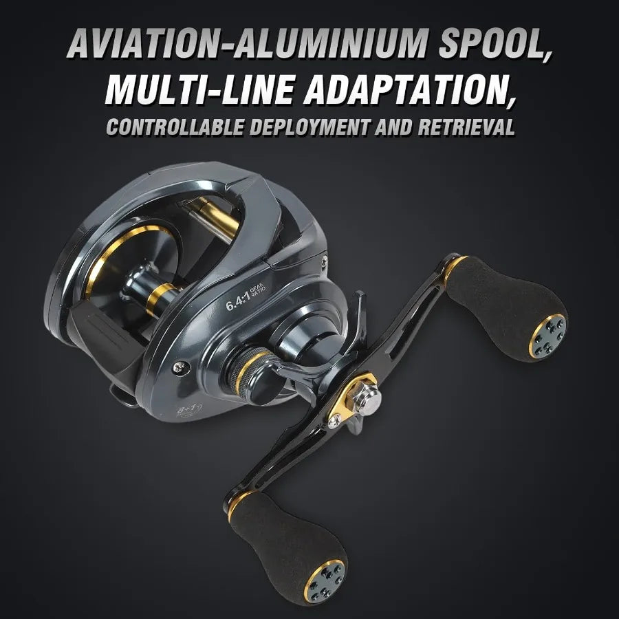 Baitcaster Fishing Reel 6.4 Gear Ratio 33 Lb Max Drag