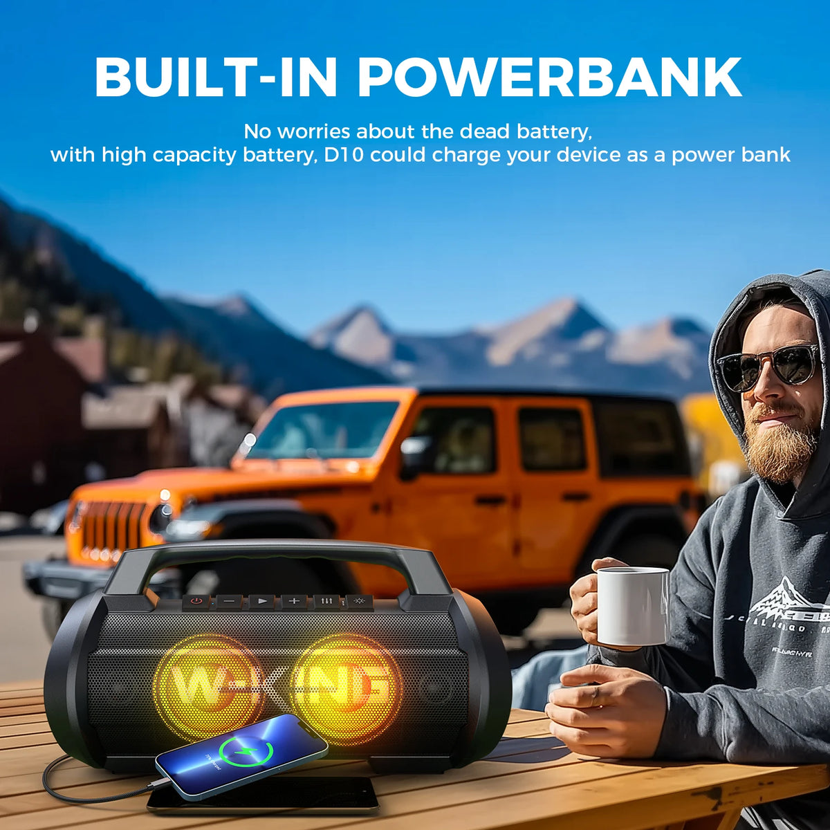 W-King D10MIC 70W RMS Bluetooth Portable Speaker