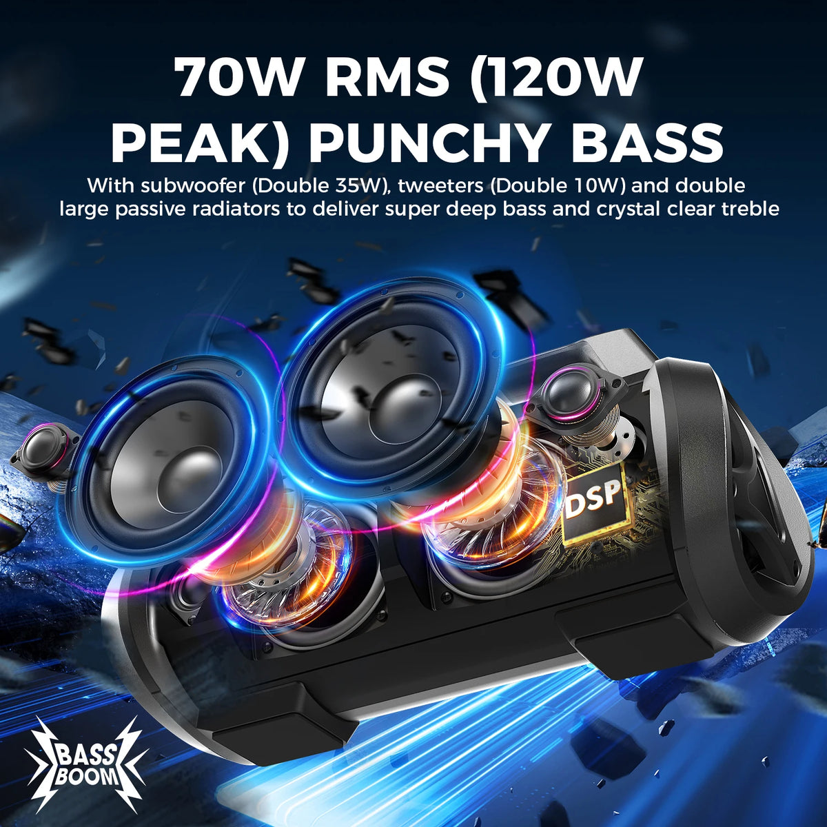 W-King D10MIC 70W RMS Bluetooth Portable Speaker