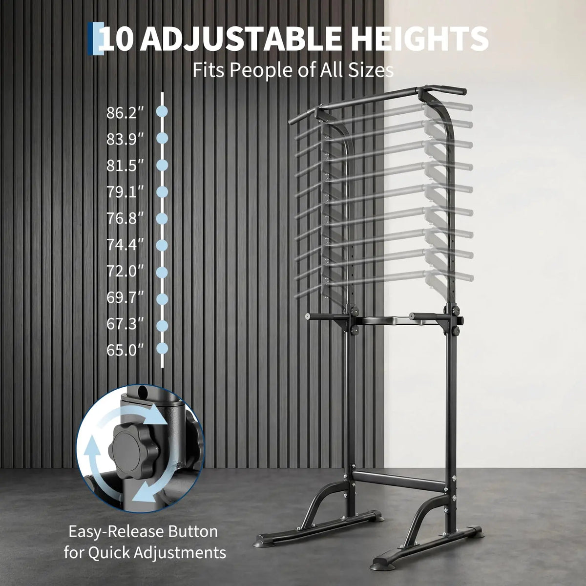 HiMiss Power Tower Pull Up Dip Station Home Gym Fitness
