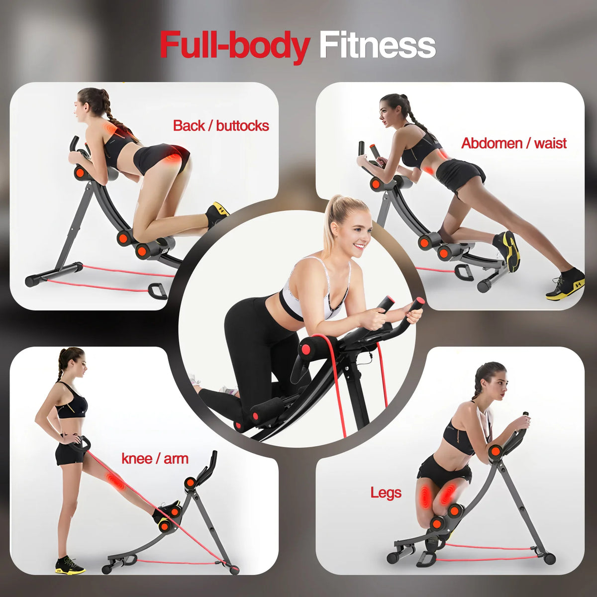 GIKPAL Foldable Ab Roller Machine LCD Display Home Core Trainer