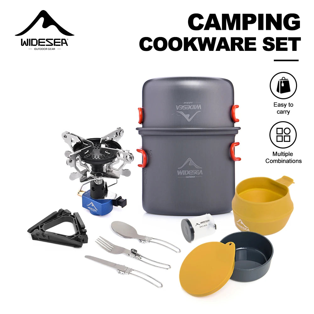 Widesea Portable Camping Gas Stove Cookware Set Aluminum Alloy