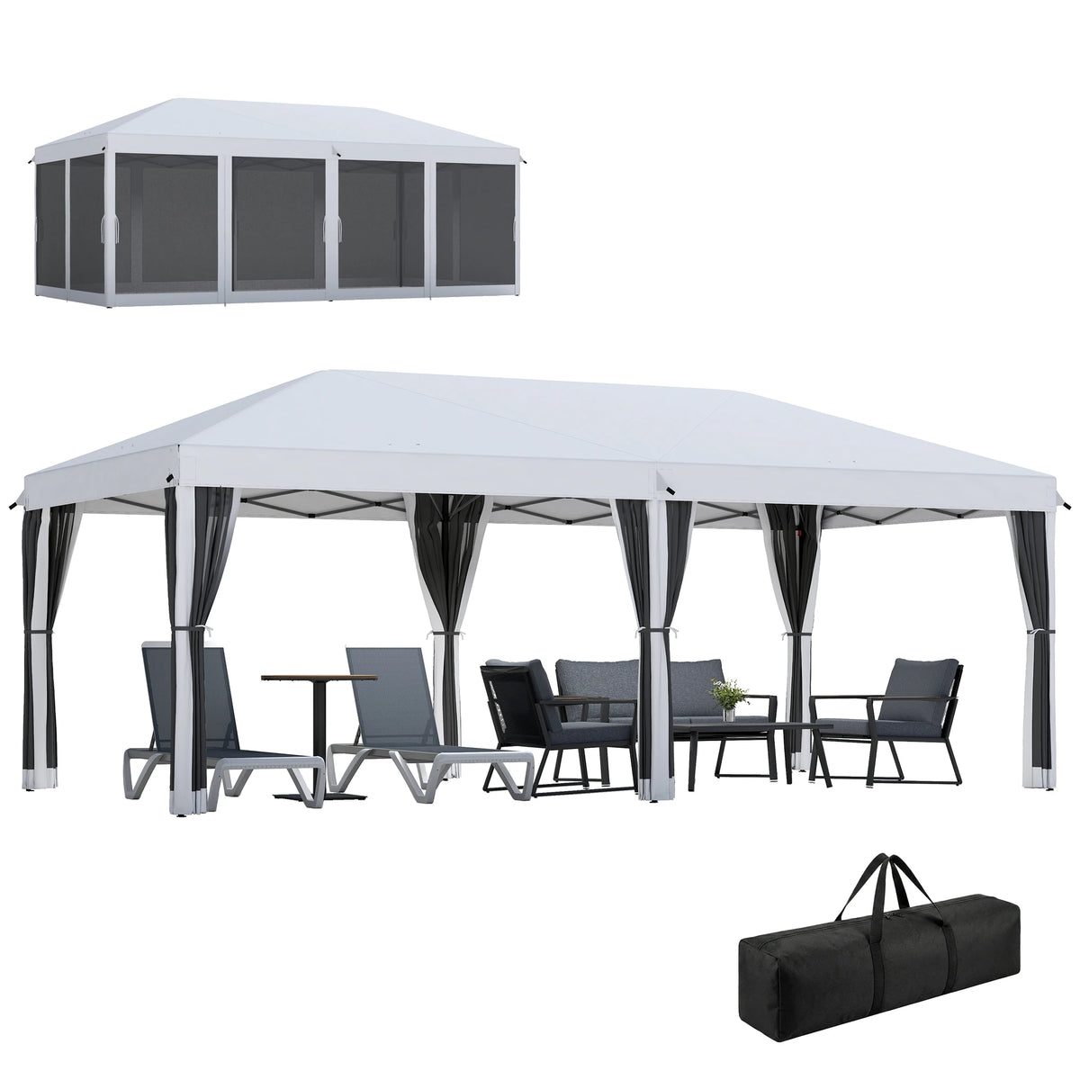 Outsunny Pop Up Party Tent Gazebo Canopy With Six Sidewalls