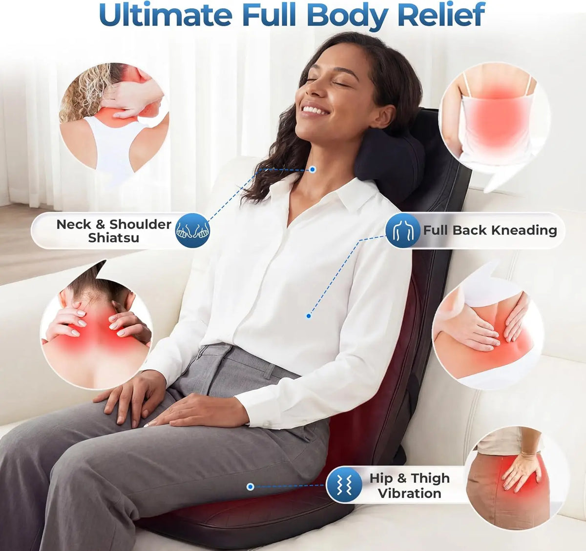 Homemassa Heated Shiatsu Neck And Back Massage Cushion