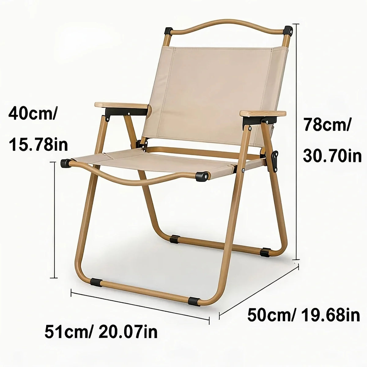 Heavy Duty Wood Armrest Folding Camping Chair For Outdoor Picnic