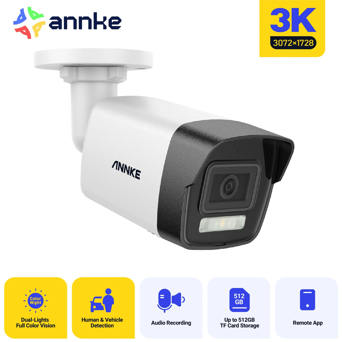 Annke 12MP 3K PoE Outdoor Security Camera With Night Vision