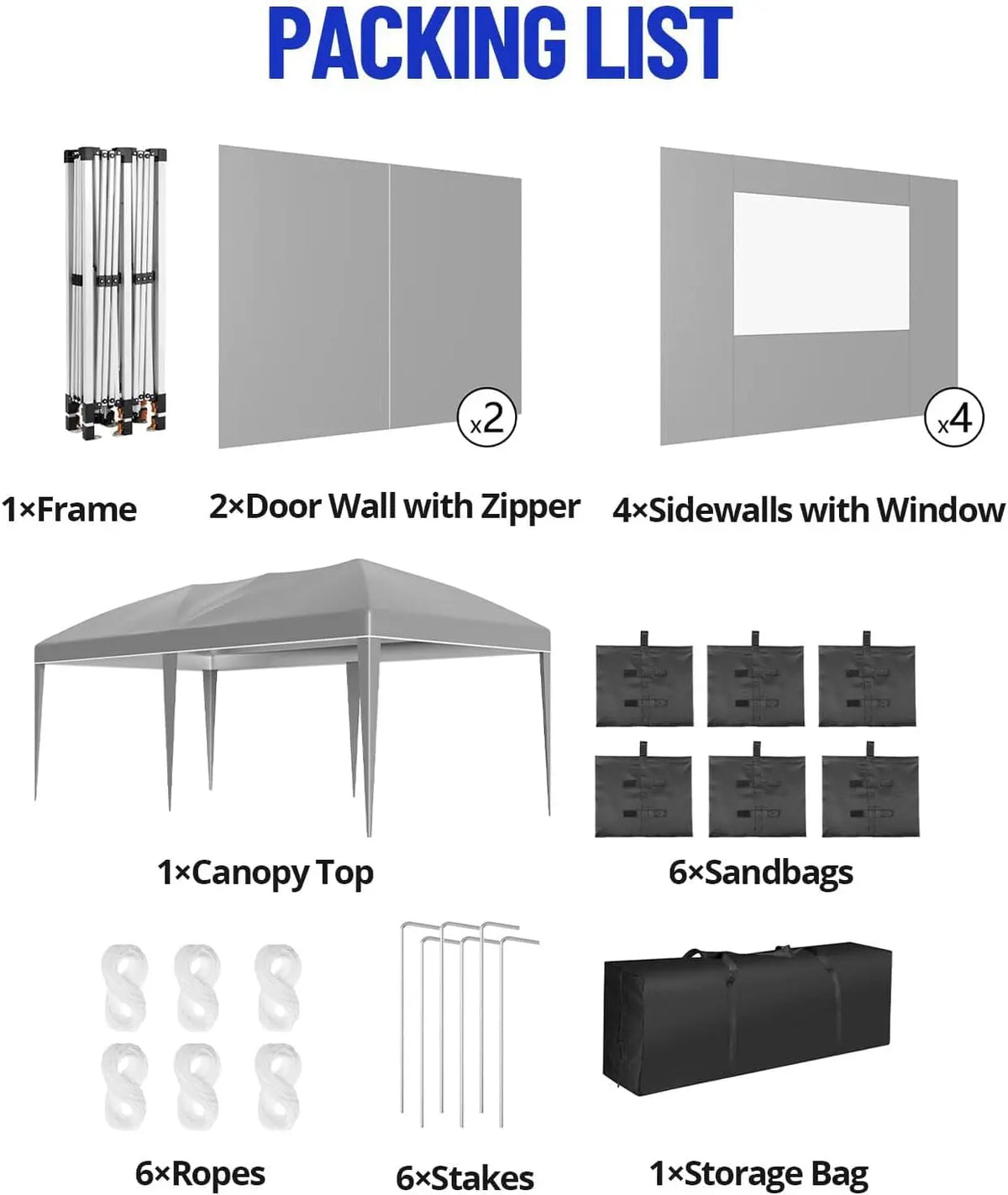 Garvee Waterproof Pop Up Canopy Tent With Window Sidewalls