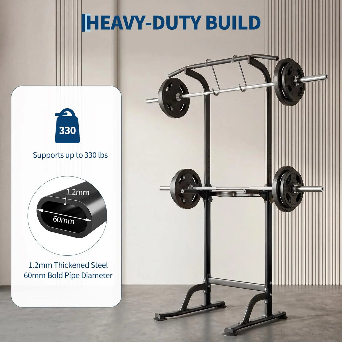 HiMiss Power Tower Pull Up Dip Station Home Gym Fitness