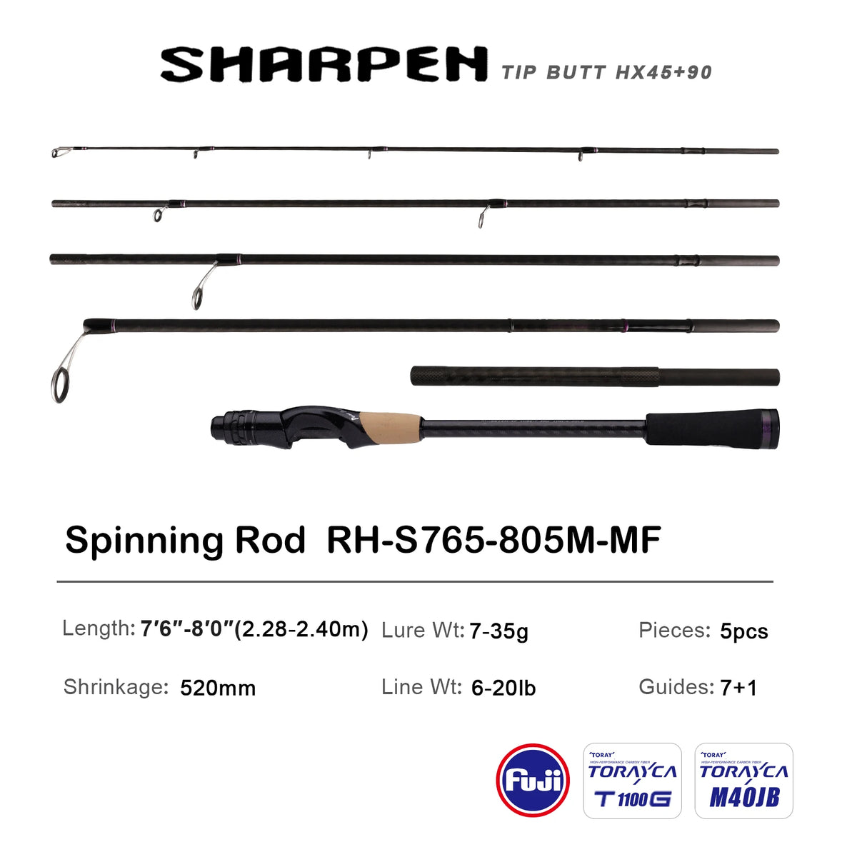 PURELURE Travel Soft Lure Spinning and Casting Fishing Rods