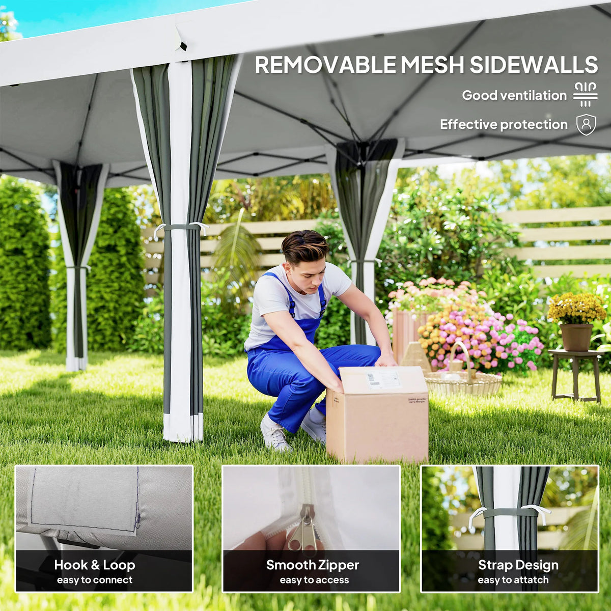 Outsunny Pop Up Party Tent Gazebo Canopy With Six Sidewalls