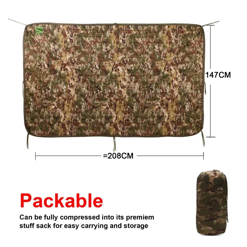 Tactical Army Poncho Liner Camouflage Water Repellent Woobie Blanket