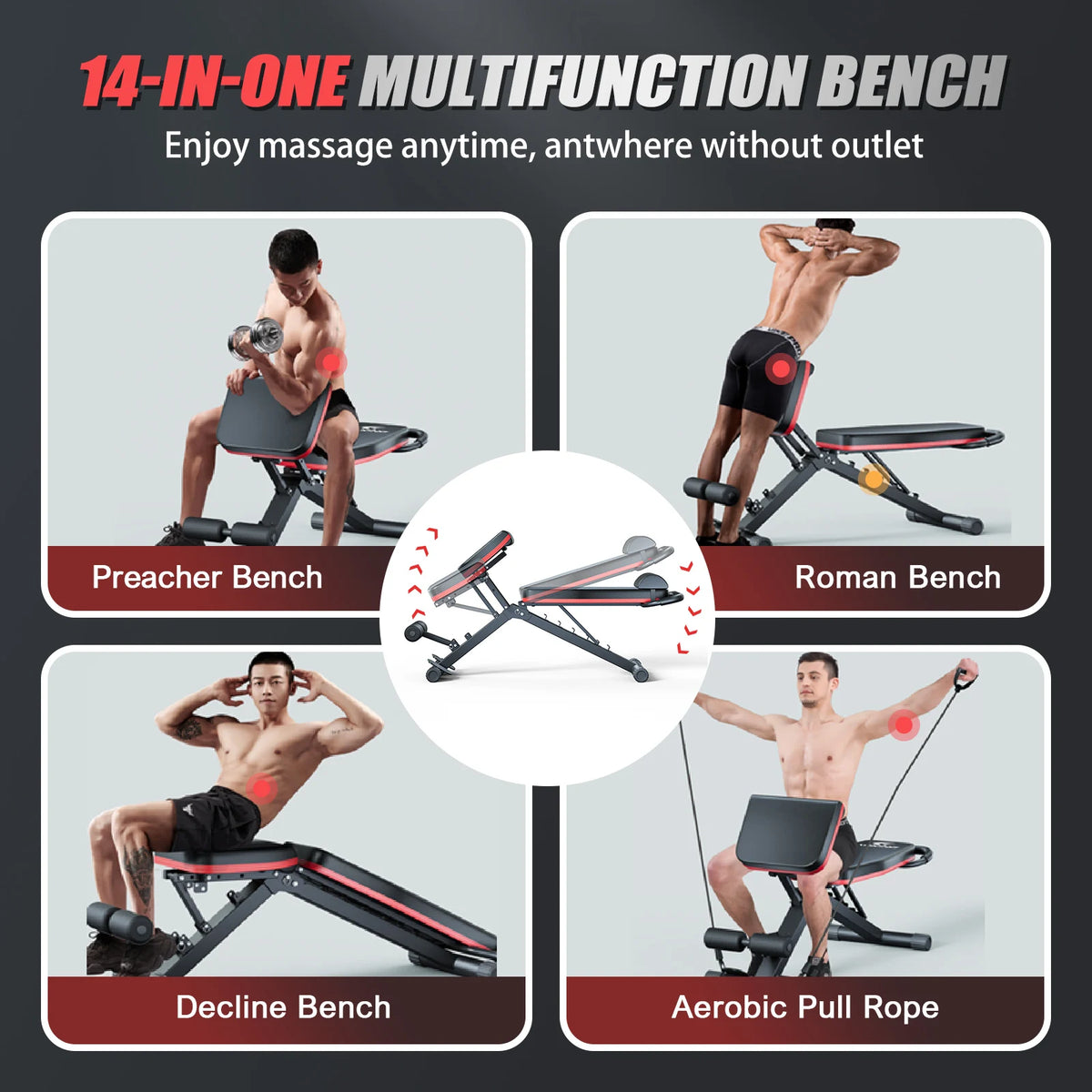 14-In-1 Foldable Dumbbell Weight Bench For Home Gym
