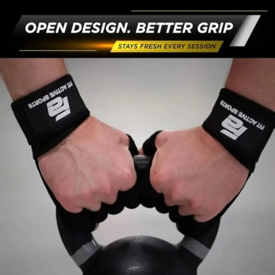 Ventilated Weightlifting Gym Gloves With Integrated Wrist Wraps