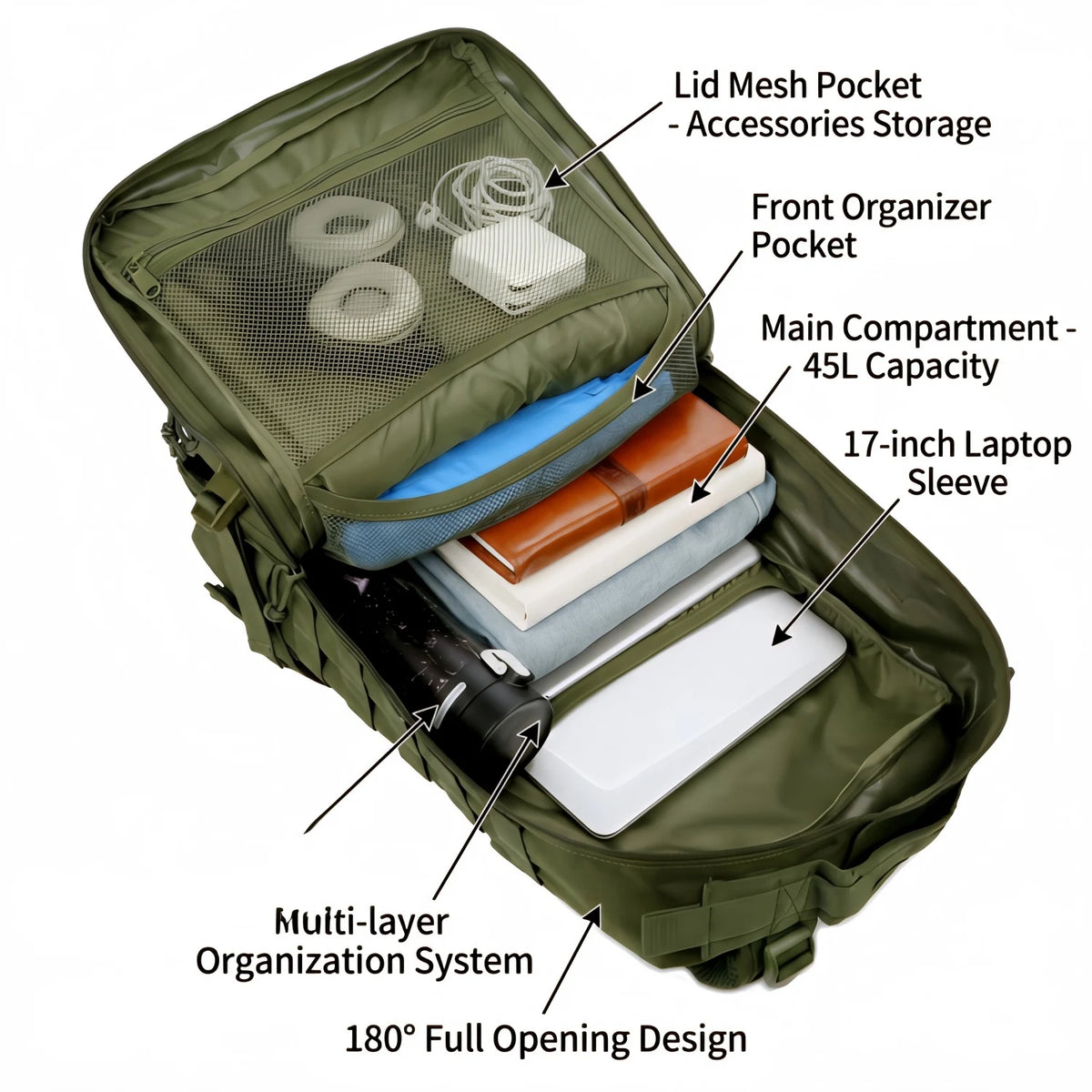 ReFire Gear Durable Tactical Fishing Backpack With Molle Pockets