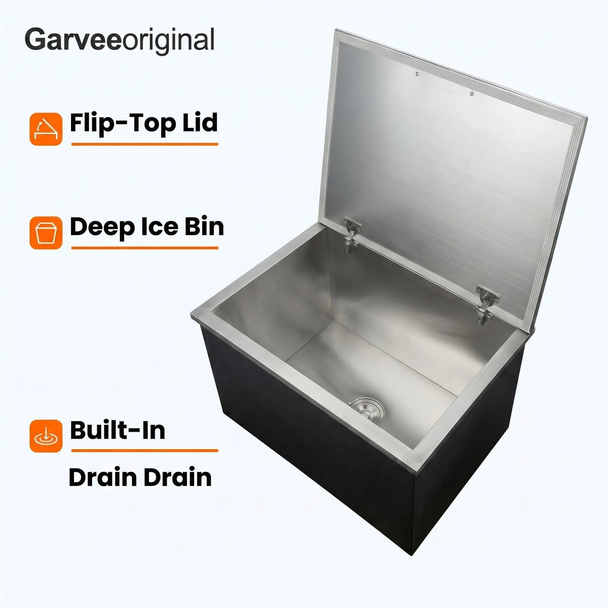 Stainless Steel Built In Ice Chest Cooler With Drain System