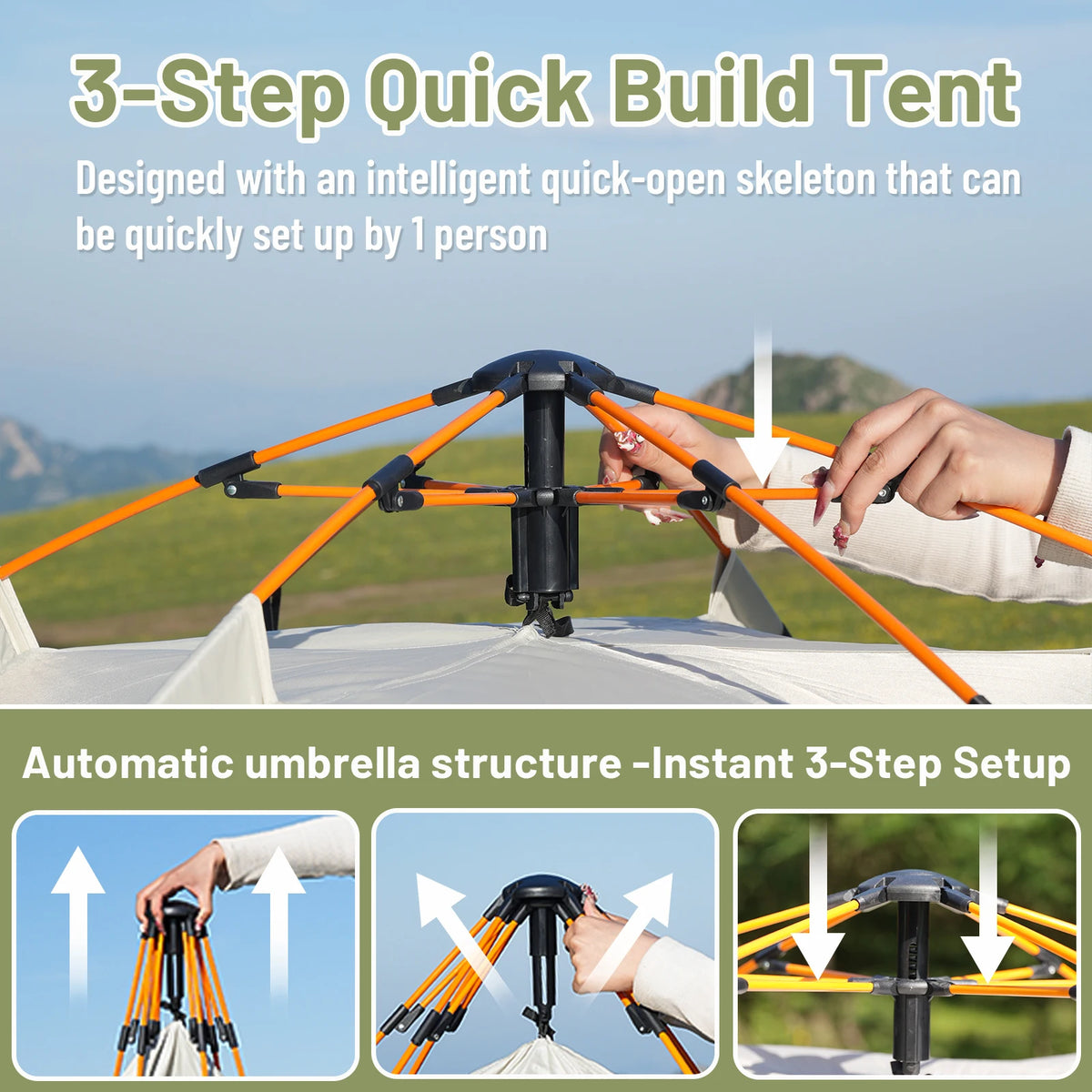 Pakicetus Instant Auto Pop Up Sun Rain Shelter Camping Tent