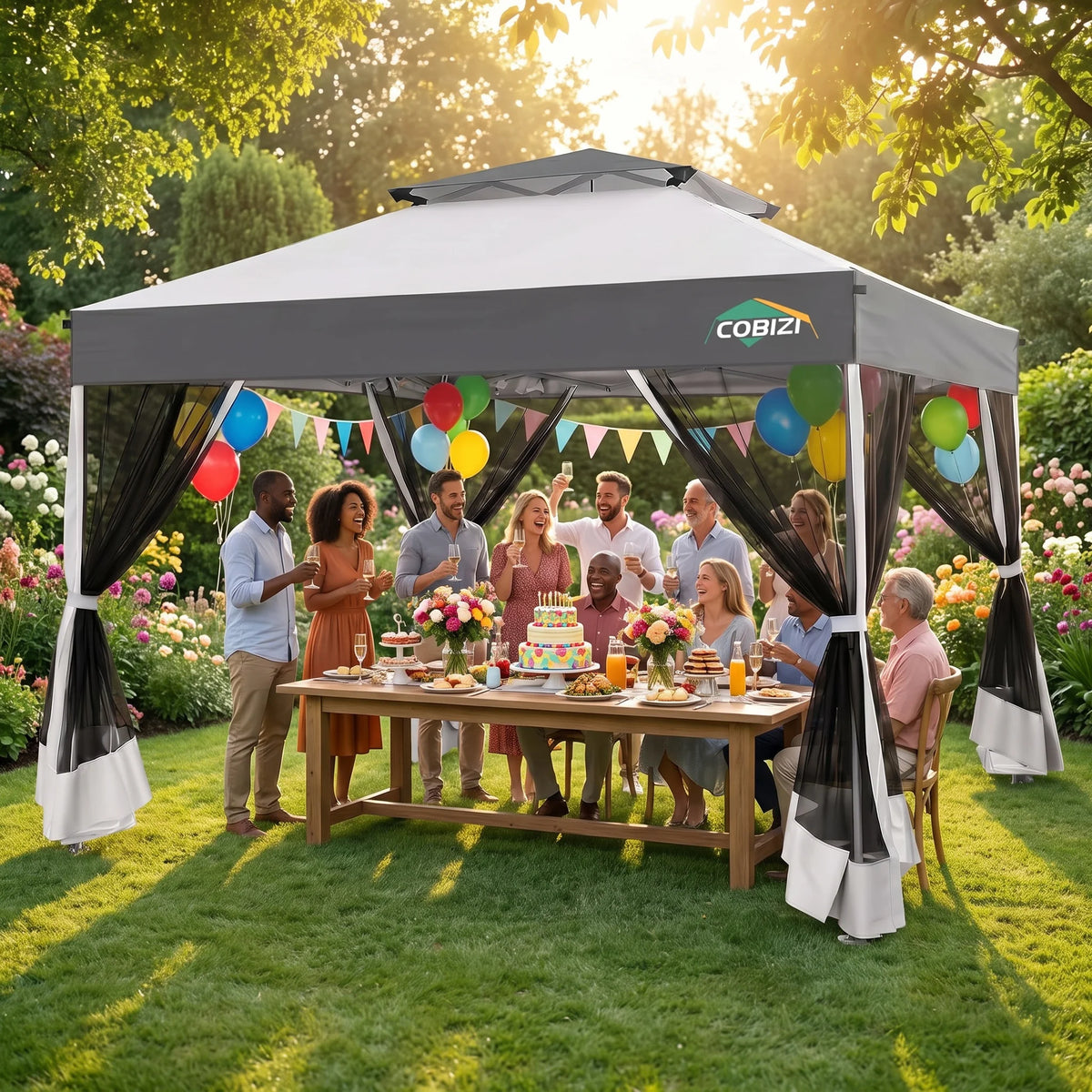 Tooluck One Push Pop Up Gazebo With Mosquito Netting