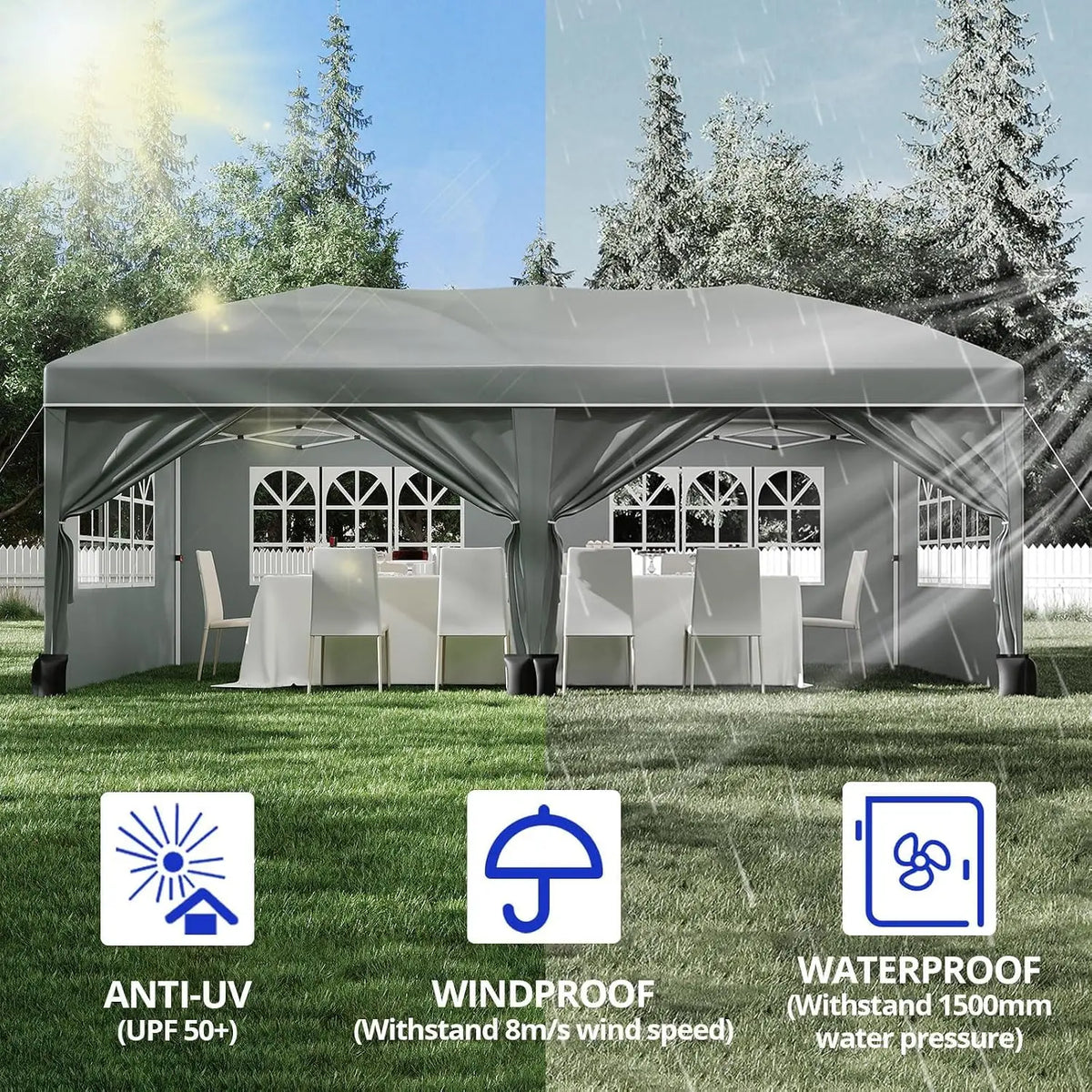 Garvee Waterproof Pop Up Canopy Tent With Window Sidewalls