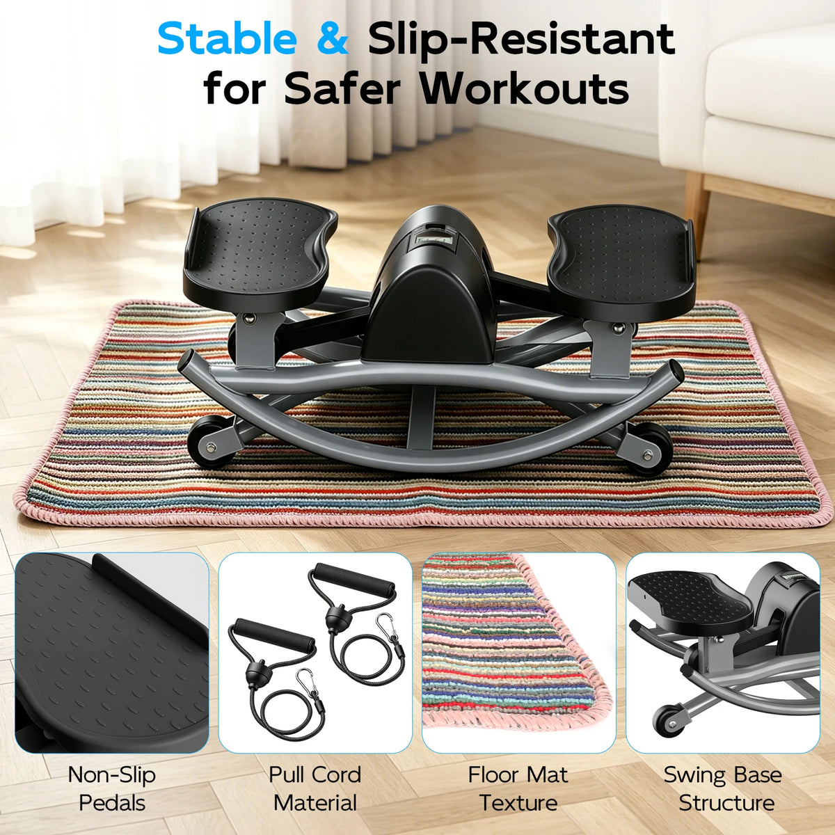 Digital Display Twist Stepper Machine With Resistance Bands