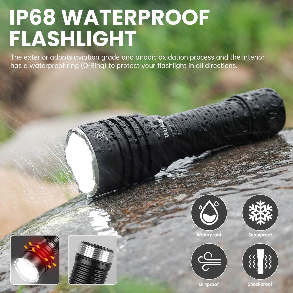 Wurkkos Ts23 Rechargeable Tactical Flashlight IPX8 Waterproof EDC Torch
