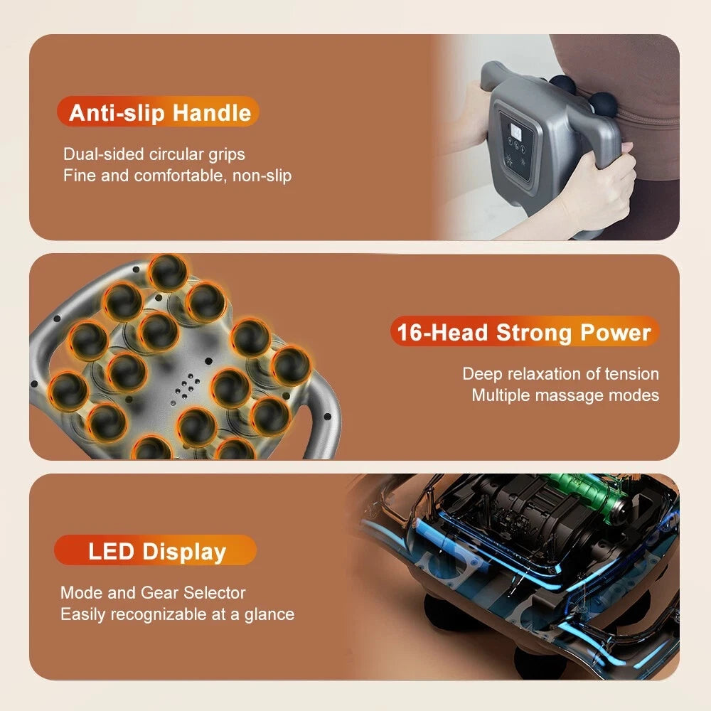 16 Speed Fascia Gun Deep Tissue Percussion Massager With Battery