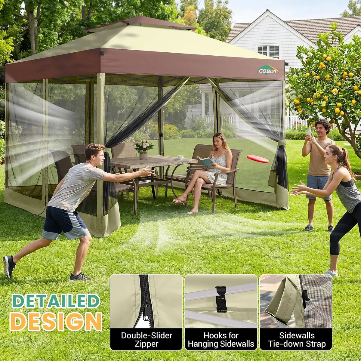 Tooluck One Push Pop Up Gazebo With Mosquito Netting