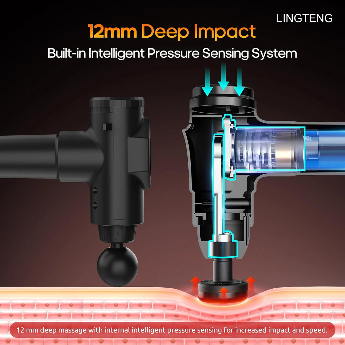 Lingteng Wireless Heating Deep Tissue Percussion Massage Gun For Recovery