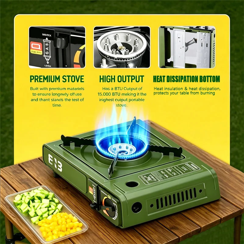 Stainless Steel Portable Butane Camping Stove Windproof Fuel Efficient