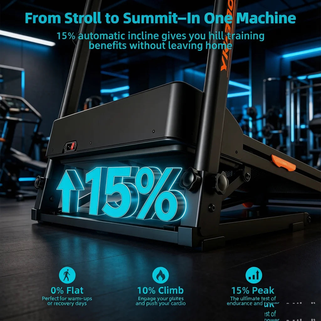 Compact Foldable 3HP Treadmill With Brushless Motor And Adjustable Incline