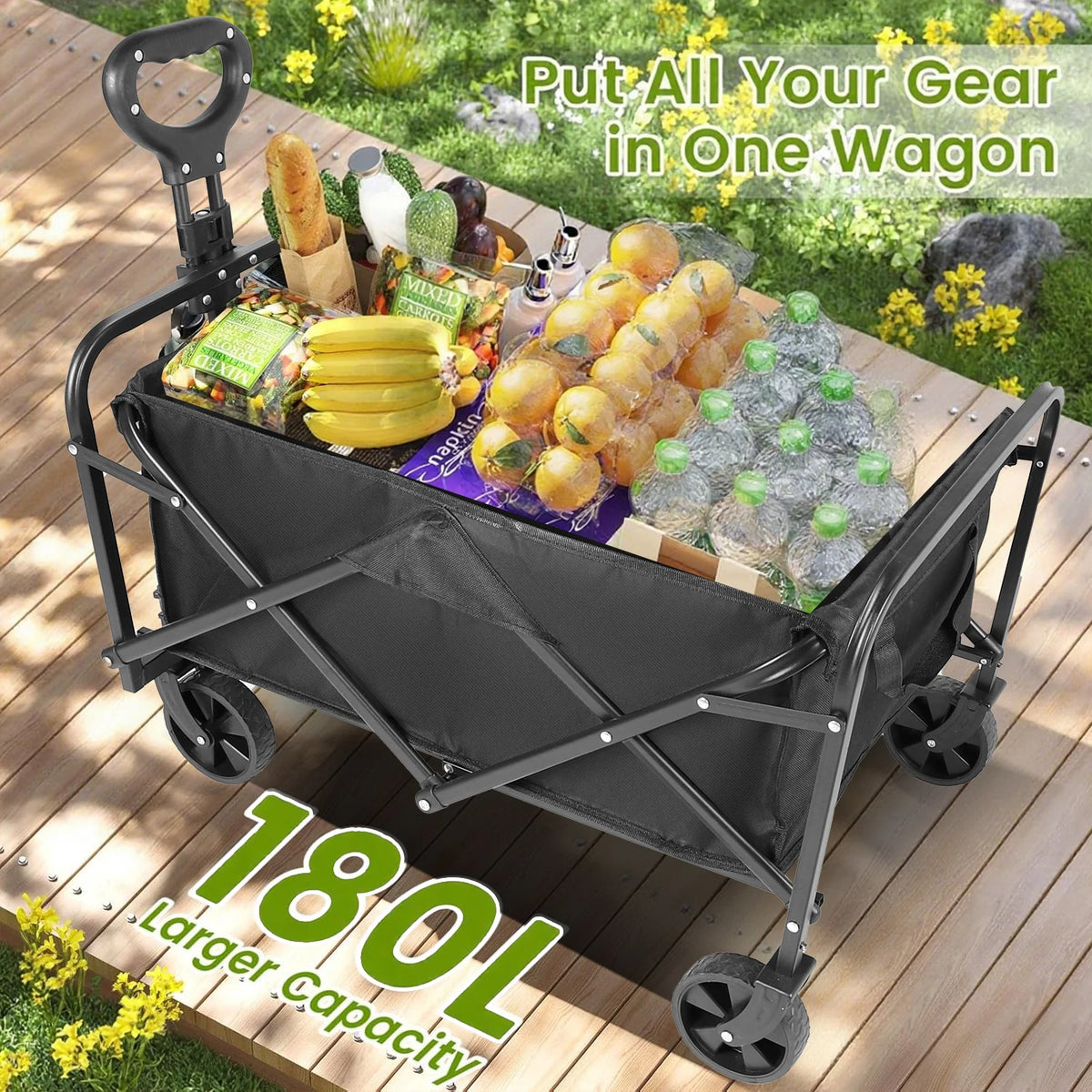 Heavy Duty Steel Folding Utility Wagon With All Terrain Wheels
