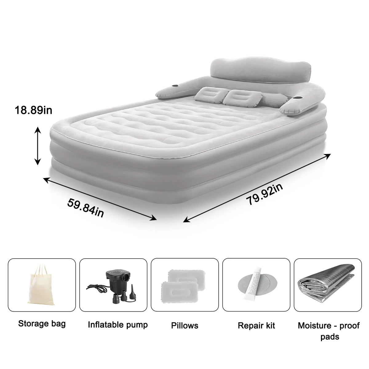 Two Person Built In Inflatable Camping Mattress PVC Thickened Design