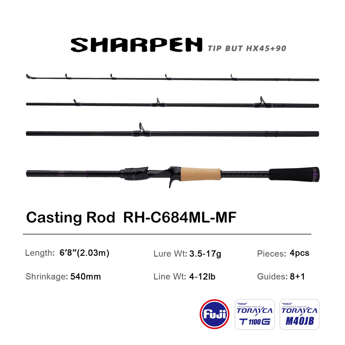 PURELURE Travel Soft Lure Spinning and Casting Fishing Rods