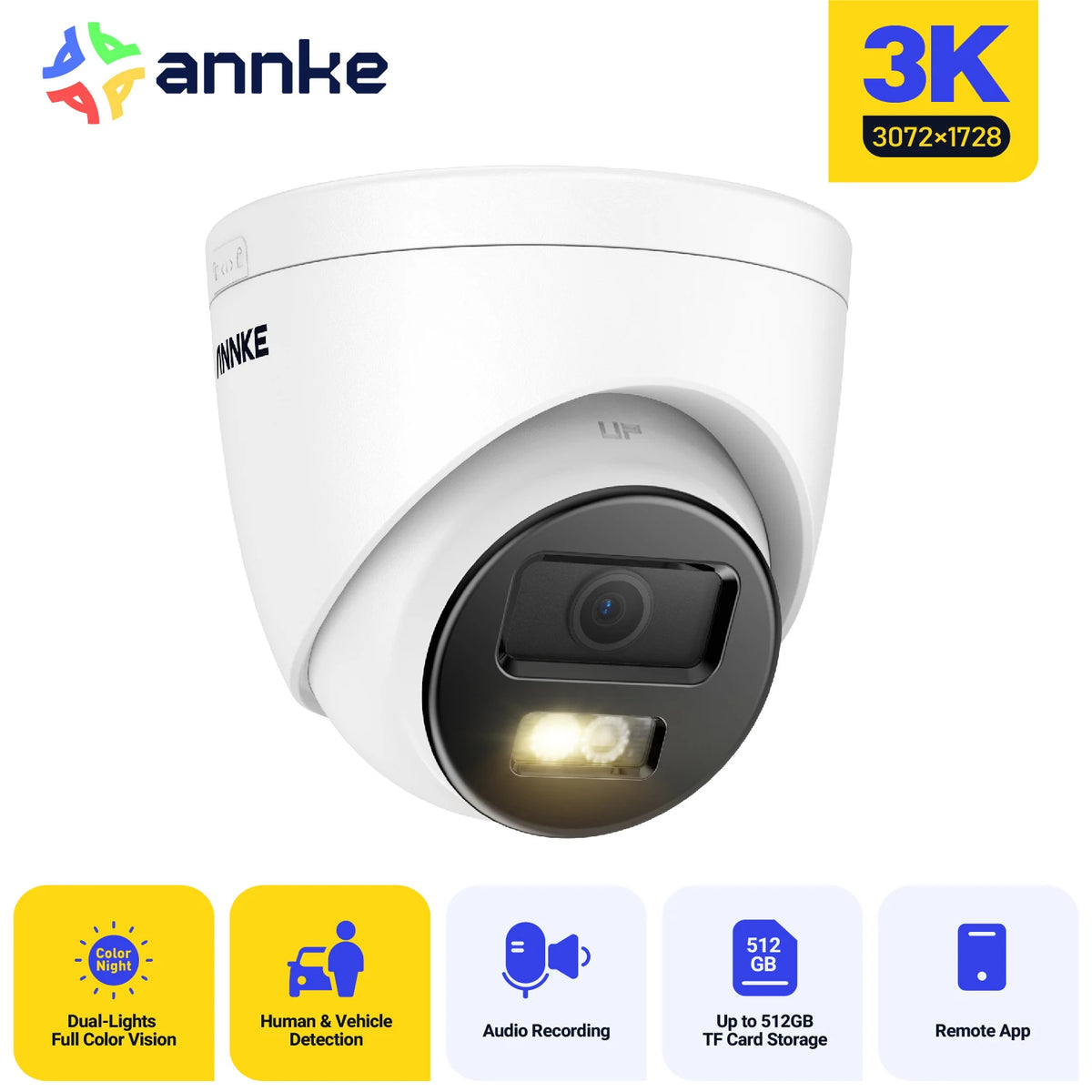 Annke 12MP 3K PoE Outdoor Security Camera With Night Vision