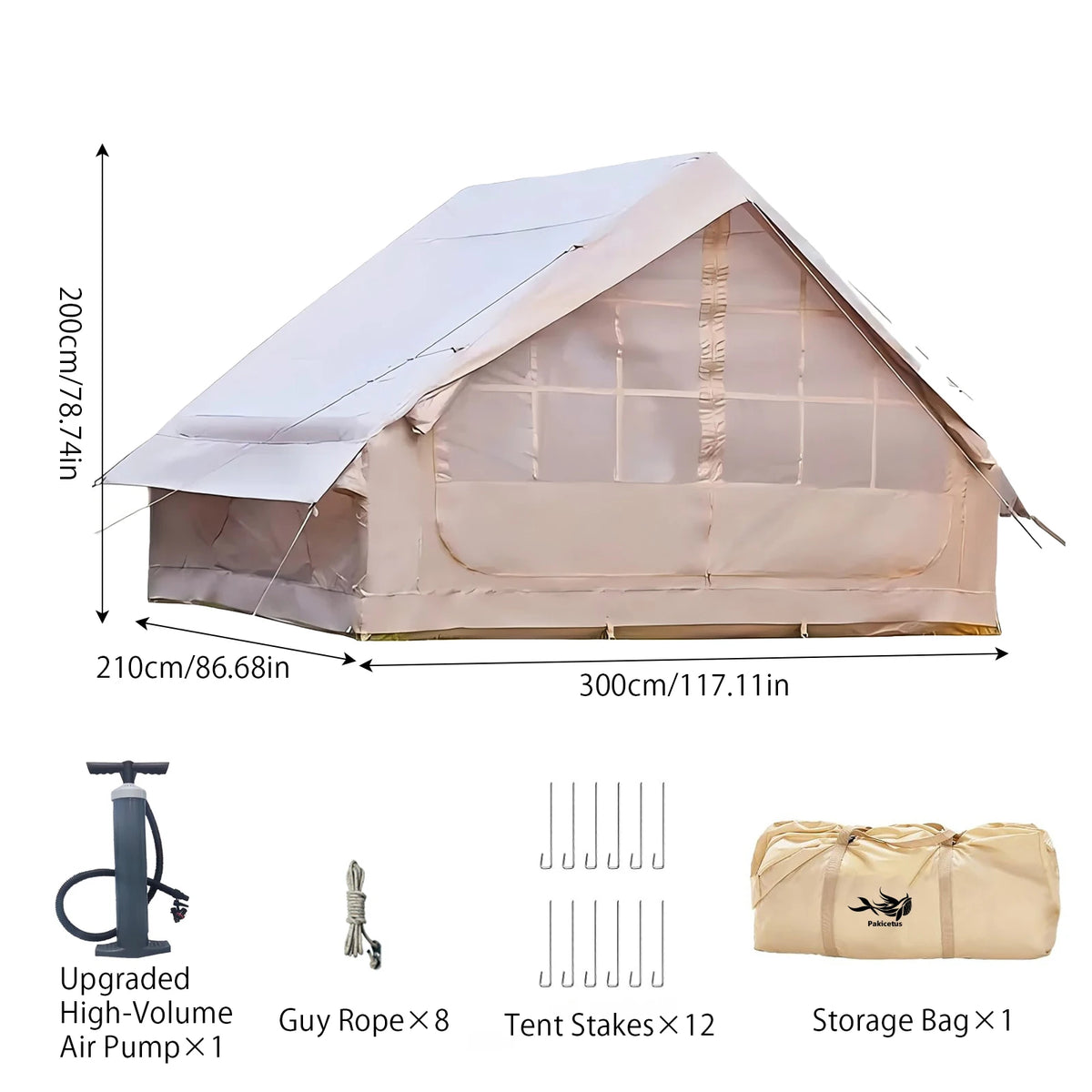 Inflatable Camping Tent With Air Pump And Skylight