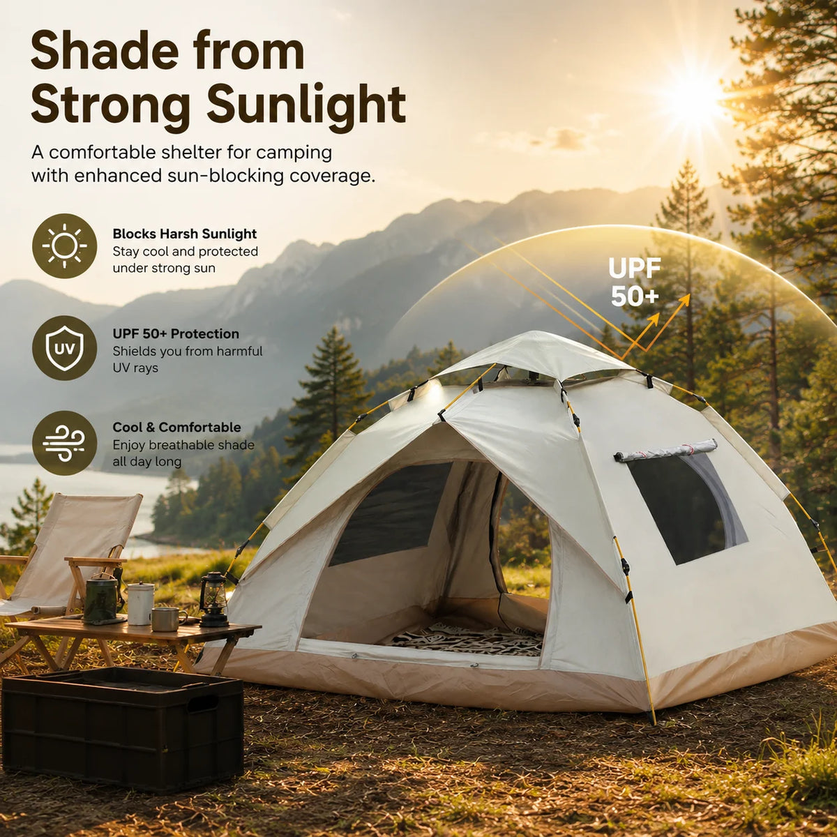 Tribenest Automatic Pop Up Camping Tent Windproof Weather Resistant