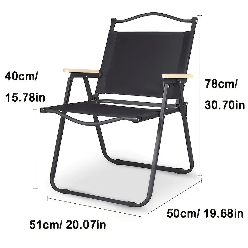 Heavy Duty Wood Armrest Folding Camping Chair For Outdoor Picnic