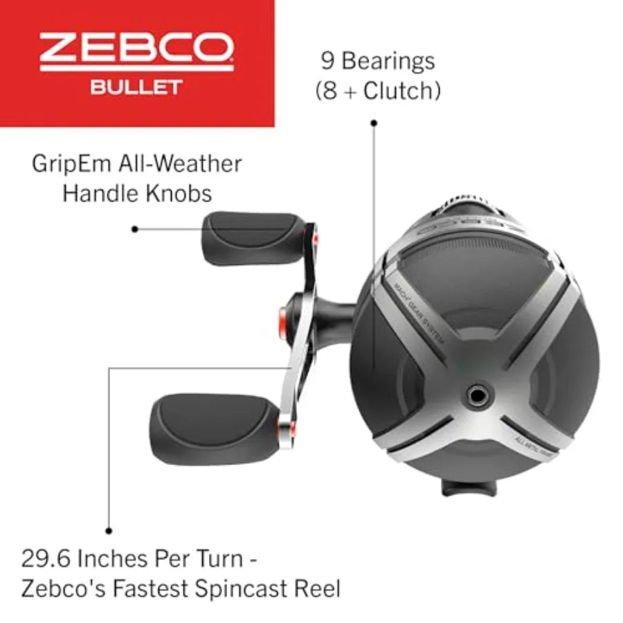 Bullet Spincast Fishing Reel With Durable All Metal Construction