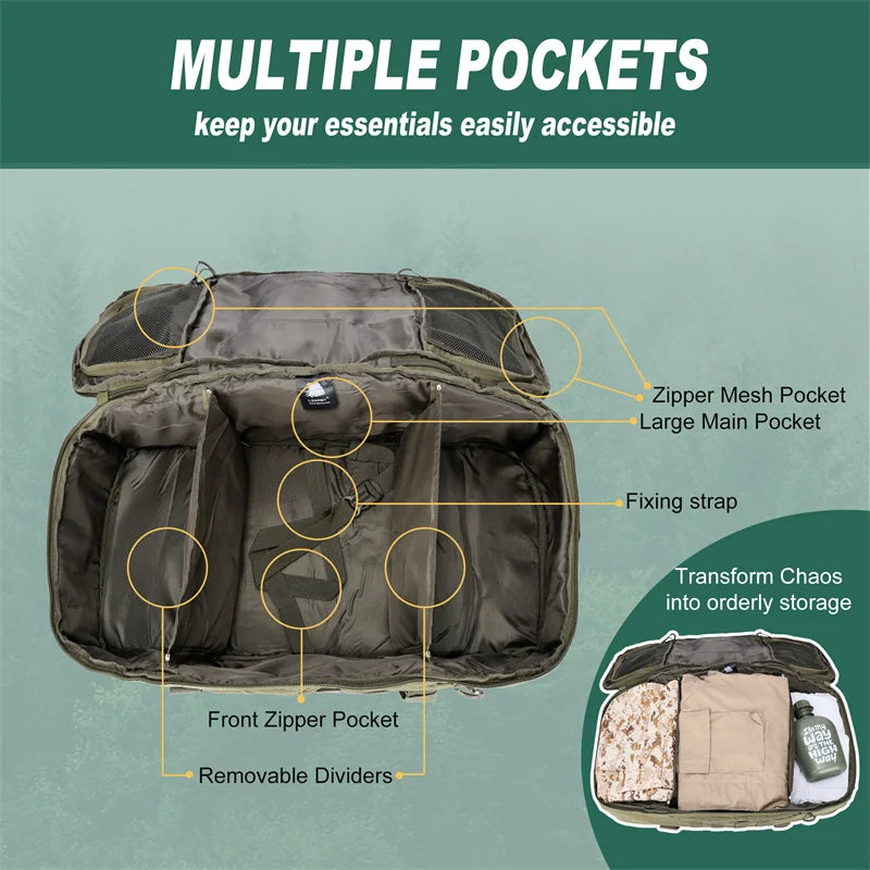 LQARMY Tactical Molle Hiking Backpack for Camping and Travel