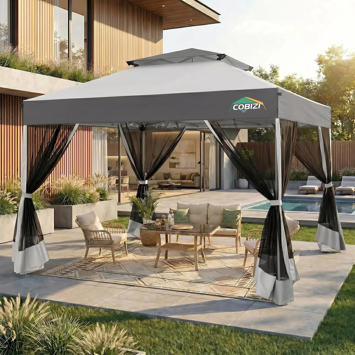 Tooluck One Push Pop Up Gazebo With Mosquito Netting
