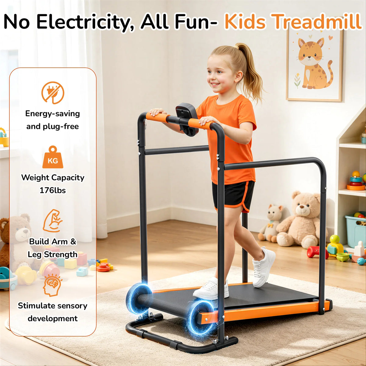 Akluer Kids Self Propelled Walking Pad Treadmill For Home Fitness