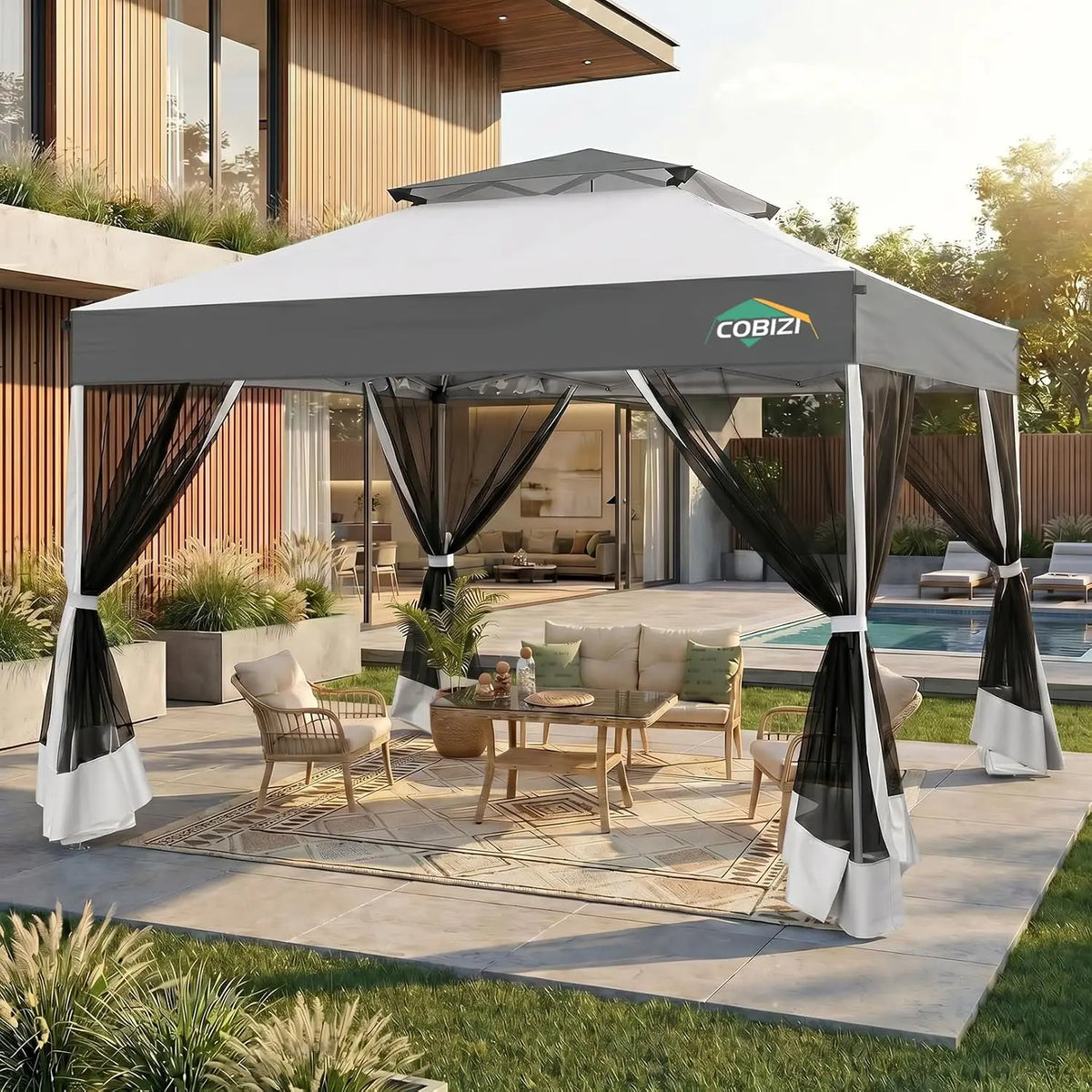 Tooluck One Push Pop Up Gazebo With Mosquito Netting