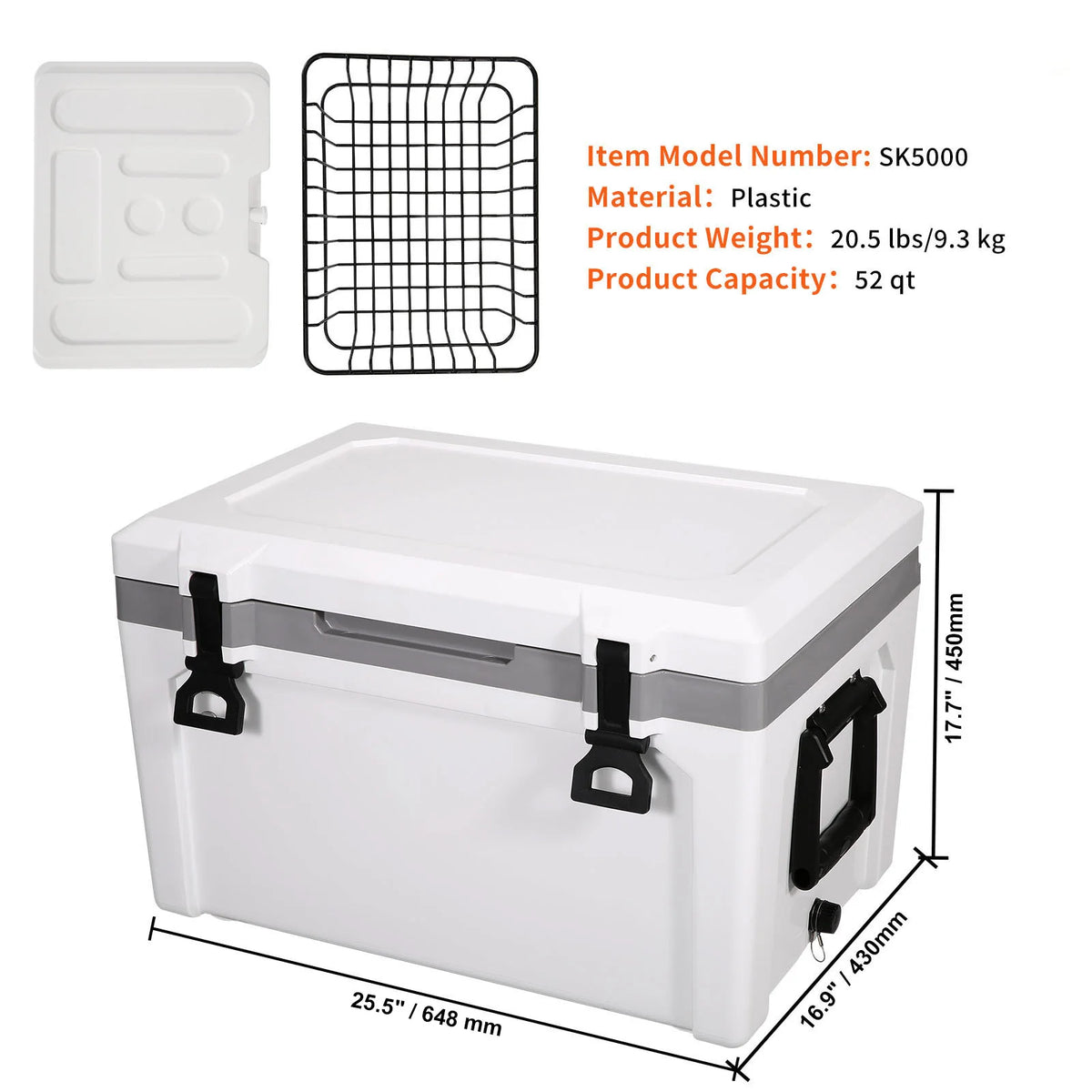 VEVOR Fully Insulated Portable Hard Cooler For Outdoor Travel