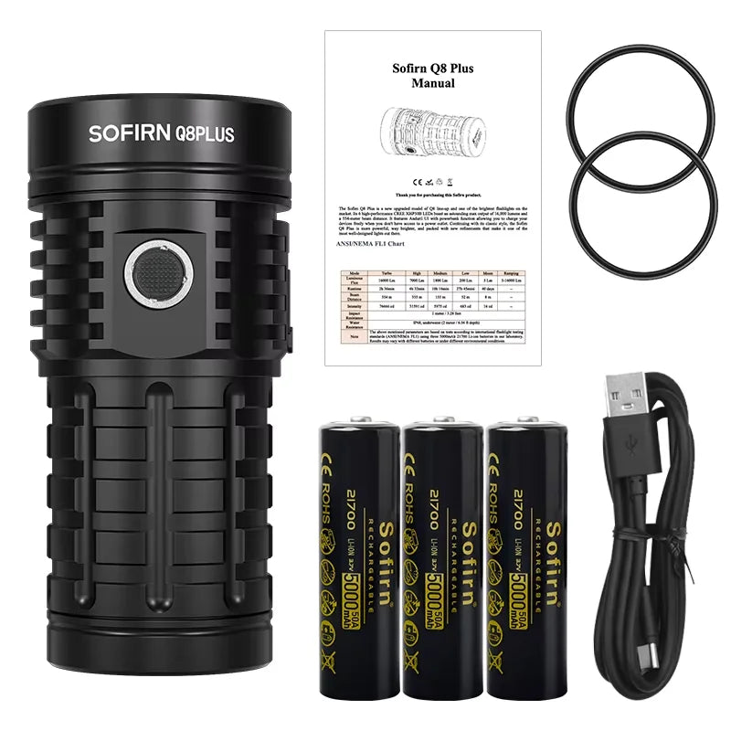 Sofirn Q8 Plus Led Flashlight Xhp50b Emitter Usb C Rechargeable