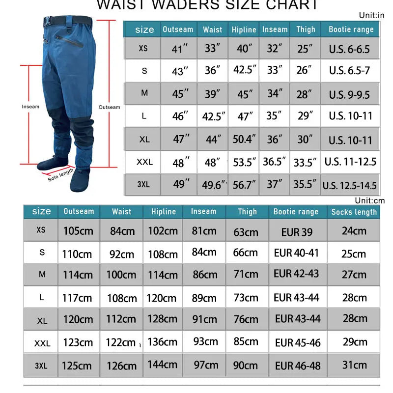 Drryfsh Waterproof Breathable Fly Fishing Stockingfoot Wading Pants